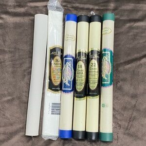 Lot of 6 Aida Cross Stitch Fabric Set - Creams, Beige and whites
